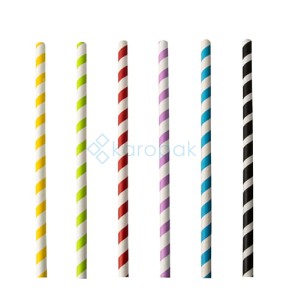 Słomki papierowe proste MIX KOLOR fi 8 mm 19,7 cm 100 sztuk