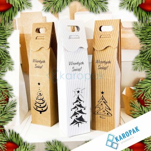 Pudełko na wino CHOINKA Brązowy KRAFT