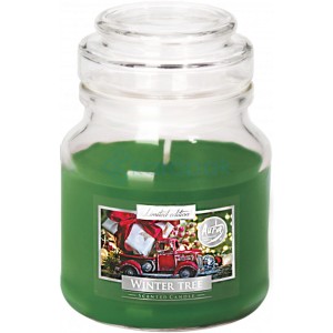 Świeca zapachowa w szkle z wieczkiem "Zimowe drzewko"