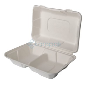 MENUBOX Wood Fiber z pulpy drzewnej - 2 dzielny 23x15,9x7,7cm BIAŁY 50 sztuk