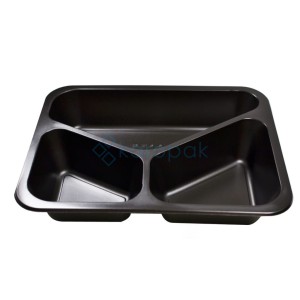 Pojemnik do zgrzewu trójdzielny 227x178x30 CZARNY LITE BITTNER 50 sztuk REUSE 