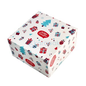 Pudełko papierowe zamykane Merry Christmas 130x130x70 mm WZÓR 2