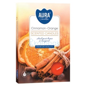 Podgrzewacze tealight pomarańcza-cynamon 6 sztuk 4h