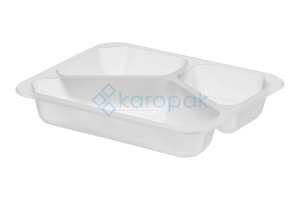 Pojemnik do zgrzewu trójdzielny 227x178x40 MLECZNY 50 szt