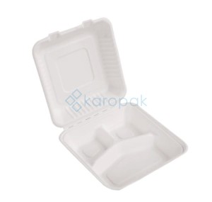 Menubox z trzciny cukrowej trójdzielny 23x23x8cm Love Nature 50 szt