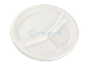 Talerz z trzciny cukrowej trójdzielny 26cm Love Nature 50 szt