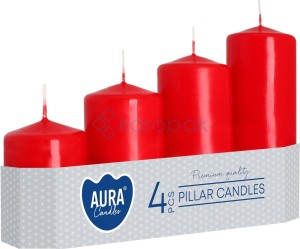 Świeca walec czerwona 50 mm ZESTAW 4 sztuki 11h 16h 22h 33h