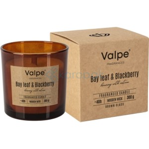 Świeca zapachowa w szkle z drewnianym knotem 34h liść laurowy - jeżyna 