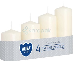 Świeca walec ecru 50 mm ZESTAW 4 sztuki 11h 16h 22h 33h