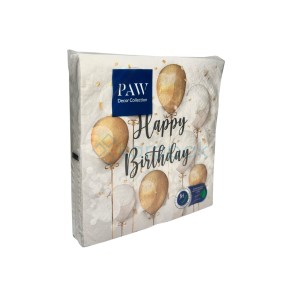 PAW Serwetka 3W 33x33 Nadruk HAPPY BIRRTHDAY 200szt