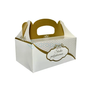 OZDOBNE PUDEŁKO NA CIASTO 19x14x9cm -ZŁOTE