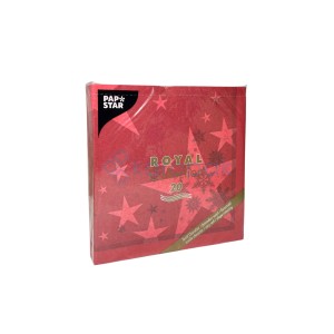 SERWETKA 40x40 RC Czerwona Świąteczna Stars and Snowflakes 20szt