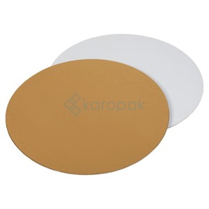 Podkład pod tort okrągły fi32cm gruby 2400g biało-złoty 25szt