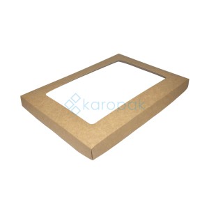 POKRYWKA Z OKNEM DO PUDEŁKA CATERING SET BOX BRĄZOWO-BIAŁE 250x350x30 