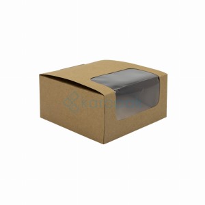 Pudełko kraft okno łamane 132x132x66mm 