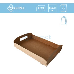 TACA TRANSPORTOWA CATERINGOWA DO PUDEŁKA Z OKNEM -LIŚĆ kraft 54x36x4,5 10szt