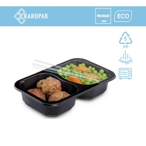 (REUSE) Pojemnik MAP2C 178x113x50 2x275ml dwudzielny CZARNY 80szt