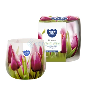 BISPOL świeca zapachowa w szkle baryłka "KWIATY"