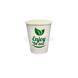 Enjoy&BeEco Kubek papierowy PLASTIC FREE biały + nadruk 250ml