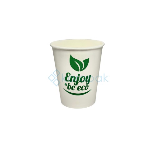6019Enjoy&amp;BeEco Kubek papierowy PLASTIC FREE biały + nadruk 250ml