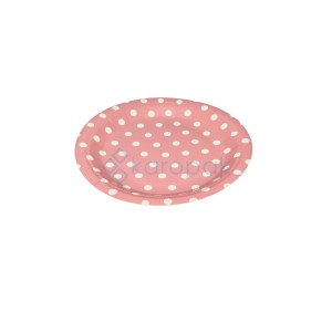 PP TALERZ PAPIEROWY 18cm różowy kropki (6SZT)