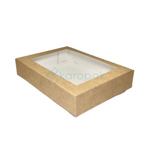 Pudełko kraft z oknem 260x190x50mm (50szt)