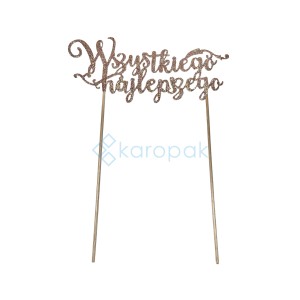 Topper różowy brokat Wszystkiego najlepszego