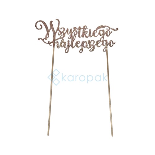 Topper różowy brokat Wszystkiego najlepszego